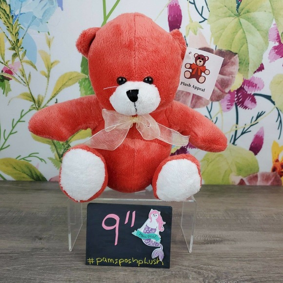 Plush Appeal Other - Plush Appeal Teddy Bear 9" Red White Bow Home of Mardi Gras Plush